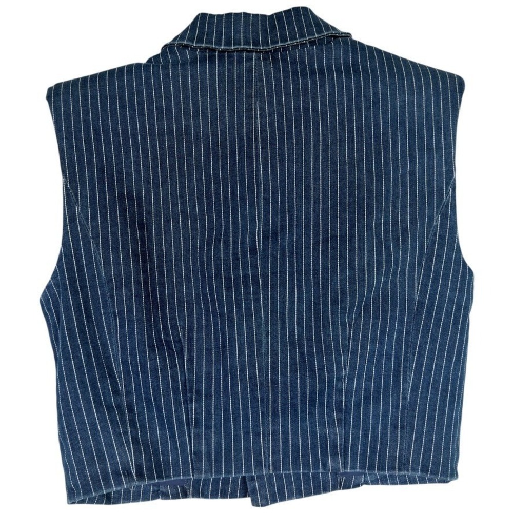 House of Harlow 1960 Pinstripe Denim Vest Wide Leg Pants Set Size 2 - Picture 3 of 10